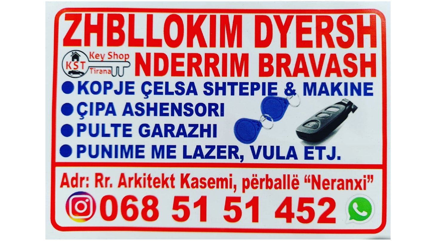 Zhbllokim Dyersh - Kopje Çelësash - Ndërrim Bravash - Key Shop Tirana